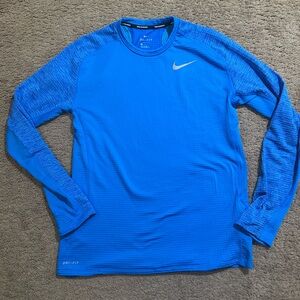 Nike Running Dri Fit Men's Therma Sphere Element Long Sleeve Shirt Blue Size M